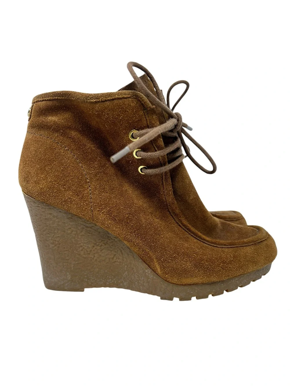 MICHAEL Michael Kors Brown Suede Lace-Up Wedge Ankle Boots